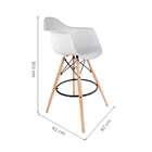 Conjunto Com 2 Banquetas Eames Com Braços Branca - Base Madei