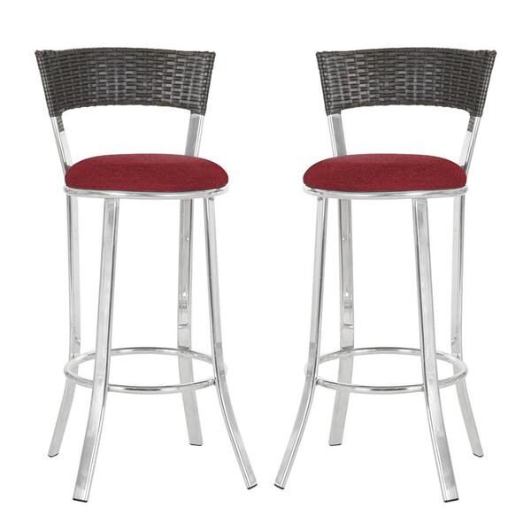 Conjunto Com 2 Banquetas Em Alumínio E Fibra Sintética E Teci