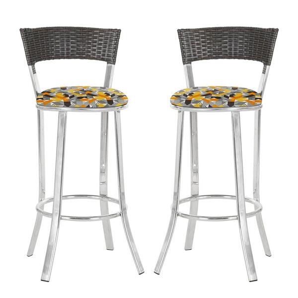 Conjunto Com 2 Banquetas Em Alumínio E Fibra Sintética E Teci