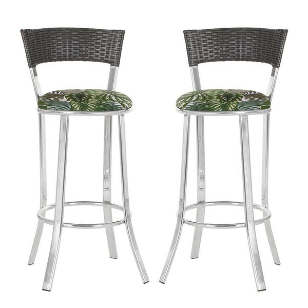 Conjunto Com 2 Banquetas Em Alumínio E Fibra Sintética E Teci