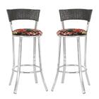 Conjunto Com 2 Banquetas Em Alumínio E Fibra Sintética E Teci