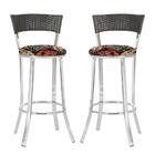 Conjunto Com 2 Banquetas Em Alumínio E Fibra Sintética E Teci