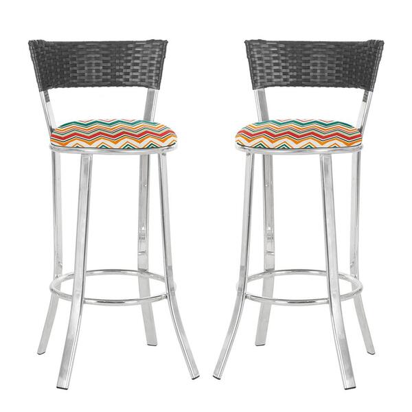 Conjunto Com 2 Banquetas Em Alumínio, Fibra Sintética E Tecid