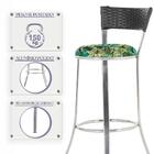 Conjunto Com 2 Banquetas Em Alumínio, Fibra Sintética E Tecid