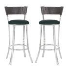 Conjunto Com 2 Banquetas Em Alumínio, Fibra Sintética E Tecid