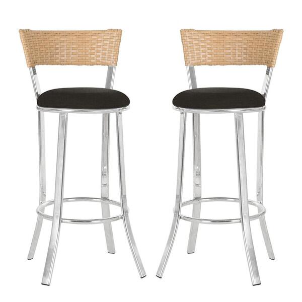 Conjunto Com 2 Banquetas Em Alumínio, Fibra Sintética E Tecid