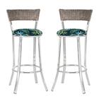 Conjunto Com 2 Banquetas Em Alumínio, Fibra Sintética E Tecid