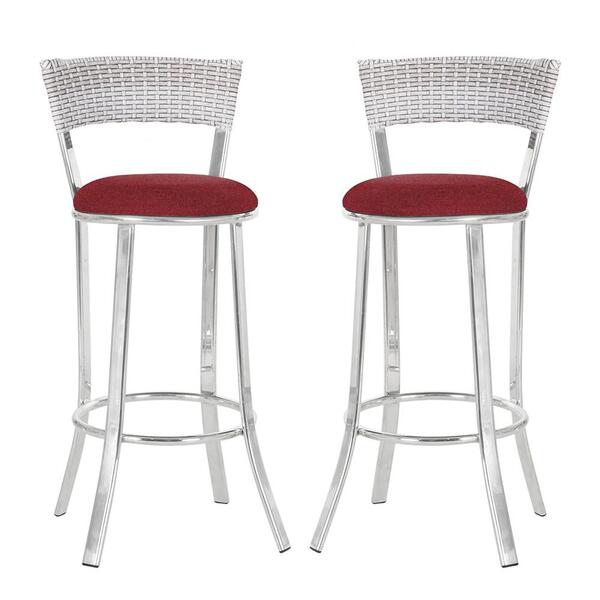 Conjunto Com 2 Banquetas Em Alumínio, Fibra Sintética E Tecid