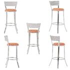 Conjunto Com 2 Banquetas Em Alumínio, Fibra Sintética E Tecid