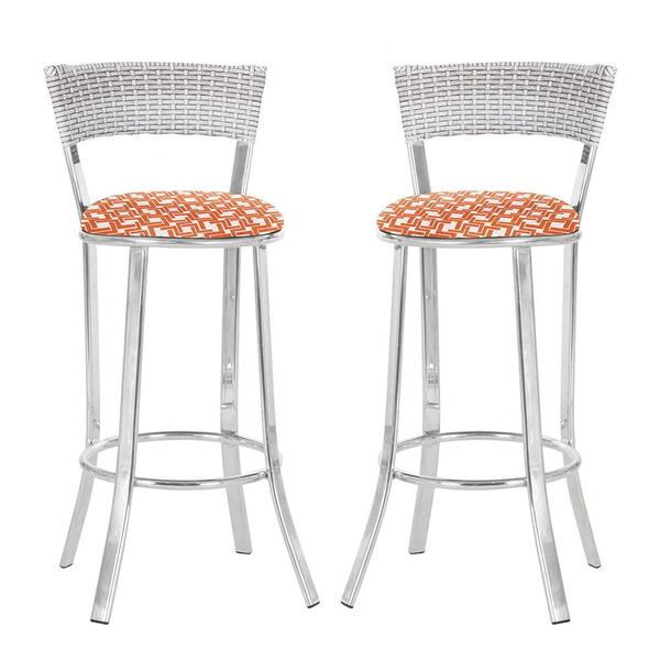 Conjunto Com 2 Banquetas Em Alumínio, Fibra Sintética E Tecid