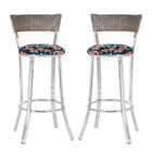 Conjunto Com 2 Banquetas Em Alumínio, Fibra Sintética E Tecid