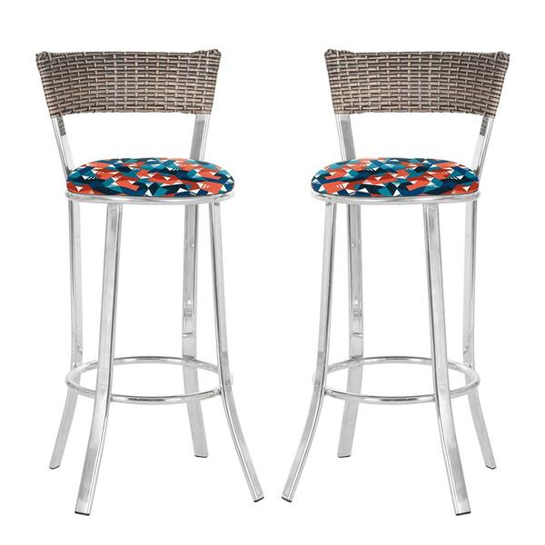 Conjunto Com 2 Banquetas Em Alumínio, Fibra Sintética E Tecid