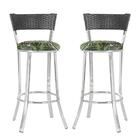 Conjunto Com 2 Banquetas Em Alumínio, Fibra Sintética E Tecid