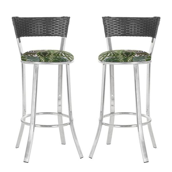 Conjunto Com 2 Banquetas Em Alumínio, Fibra Sintética E Tecid