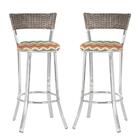 Conjunto Com 2 Banquetas Em Alumínio, Fibra Sintética E Tecid