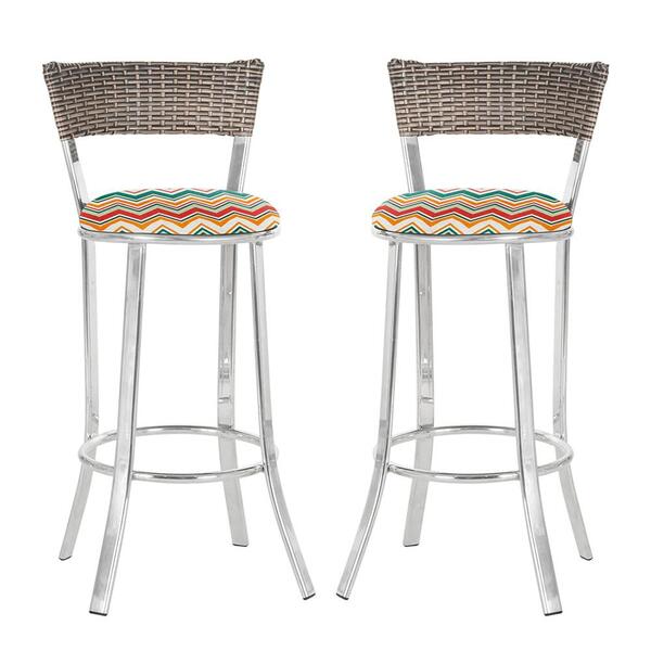 Conjunto Com 2 Banquetas Em Alumínio, Fibra Sintética E Tecid