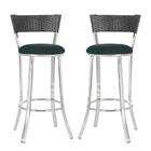 Conjunto Com 2 Banquetas Em Alumínio, Fibra Sintética E Tecid