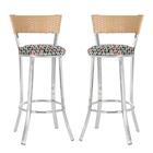 Conjunto Com 2 Banquetas Em Alumínio, Fibra Sintética E Tecid