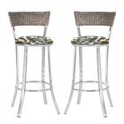 Conjunto Com 2 Banquetas Em Alumínio, Fibra Sintética E Tecid