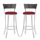 Conjunto Com 2 Banquetas Em Alumínio, Fibra Sintética E Tecid