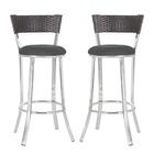 Conjunto Com 2 Banquetas Em Alumínio, Fibra Sintética E Tecid