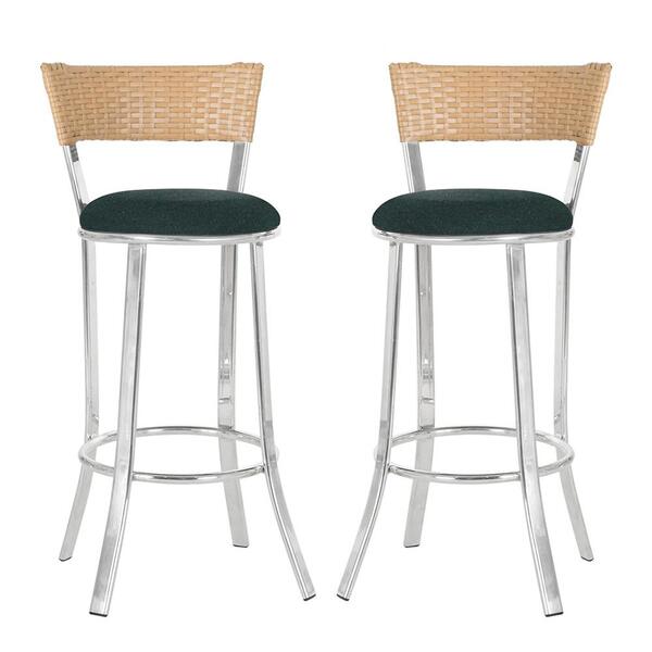 Conjunto Com 2 Banquetas Em Alumínio, Fibra Sintética E Tecid