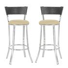 Conjunto Com 2 Banquetas Em Alumínio, Fibra Sintética E Tecid