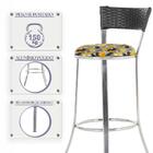 Conjunto Com 2 Banquetas Em Alumínio, Fibra Sintética E Tecid