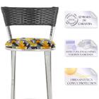 Conjunto Com 2 Banquetas Em Alumínio, Fibra Sintética E Tecid