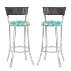 Conjunto Com 2 Banquetas Em Alumínio, Fibra Sintética E Tecid