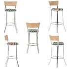 Conjunto Com 2 Banquetas Em Alumínio, Fibra Sintética E Tecid