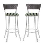 Conjunto Com 2 Banquetas Em Alumínio, Fibra Sintética E Tecid