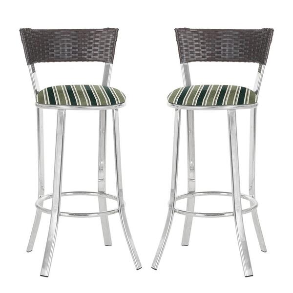 Conjunto Com 2 Banquetas Em Alumínio, Fibra Sintética E Tecid