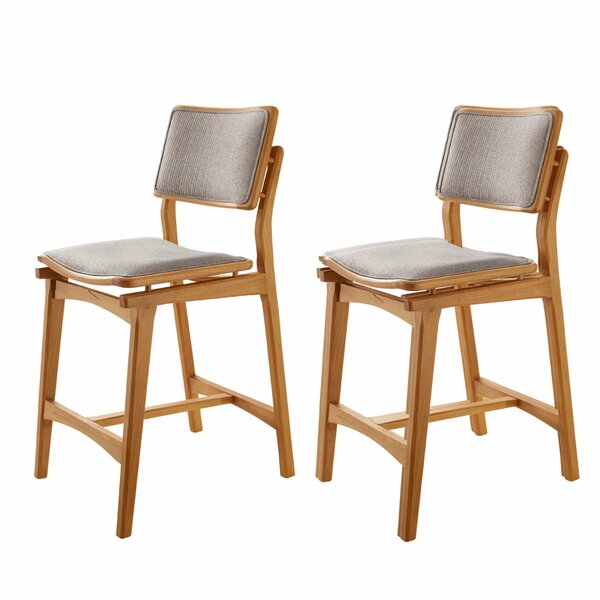 Conjunto Com 2 Banquetas Em Madeira Eloá Brisa/imbuia Natural