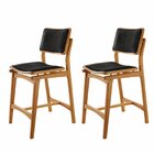 Conjunto Com 2 Banquetas Em Madeira Eloá Preto / Imbuia Natur