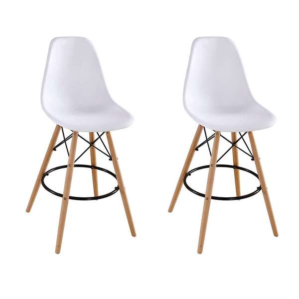 Conjunto Com 2 Banquetas Fixas Eiffel Branca