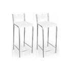 Conjunto Com 2 Banquetas Genova Nickel E Branco