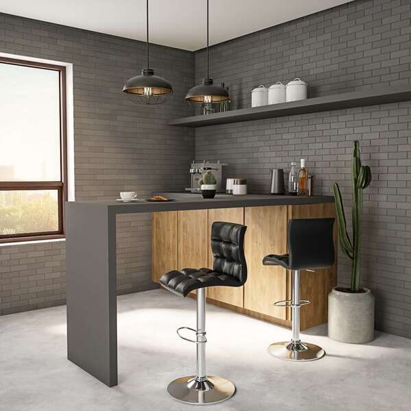 Conjunto Com 2 Banquetas Giratórias Fae Preto