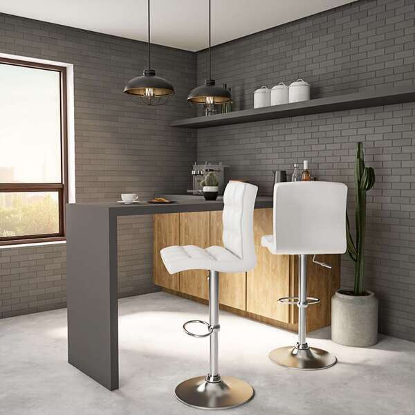 Conjunto Com 2 Banquetas Giratórias Flynn Branco