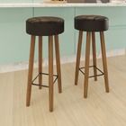 Conjunto Com 2 Banquetas Redondas Helena 4 Pés Preta