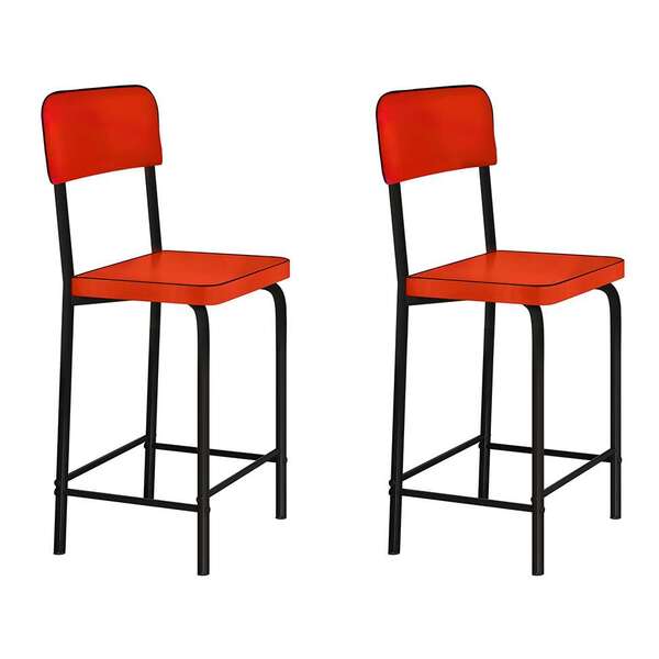 Conjunto Com 2 Banquetas Vintage Preto E Vermelho