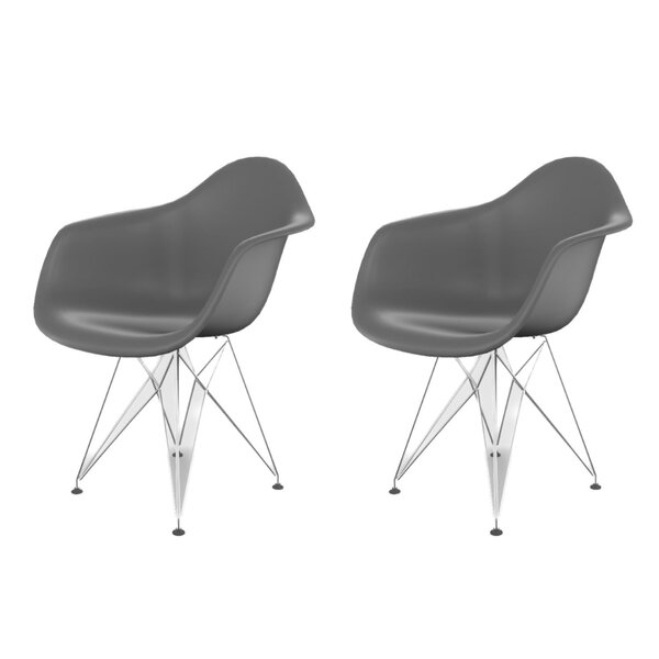 Conjunto Com 2 Cadeira Para Sala De Jantar Arm Eiffel  Cinza