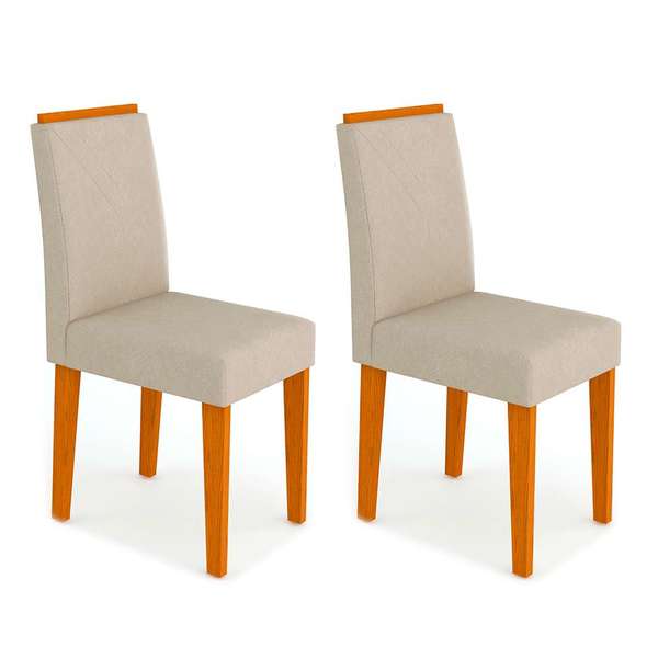 Conjunto Com 2 Cadeiras Amanda I Ipê E Creme