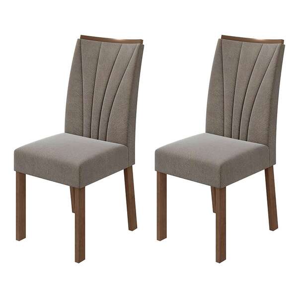 Conjunto Com 2 Cadeiras Apogeu Suede Animale Bege E Imbuia Cl