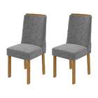 Conjunto Com 2 Cadeiras Astrid Linho Cinza E Amêndoa Clean