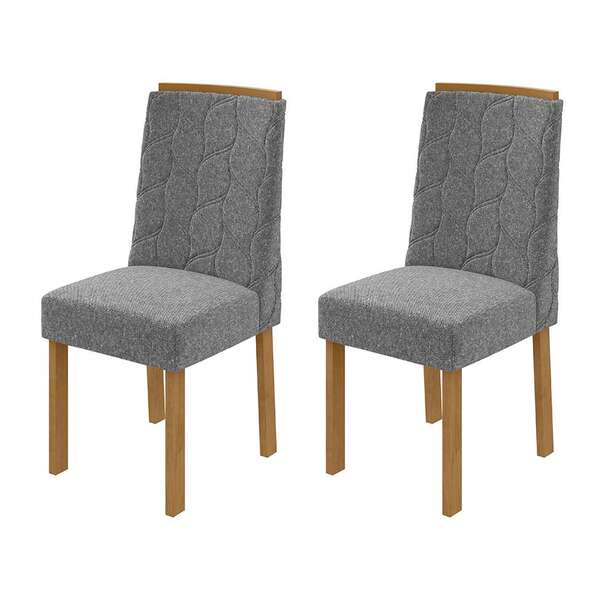 Conjunto Com 2 Cadeiras Astrid Linho Cinza E Amêndoa Clean