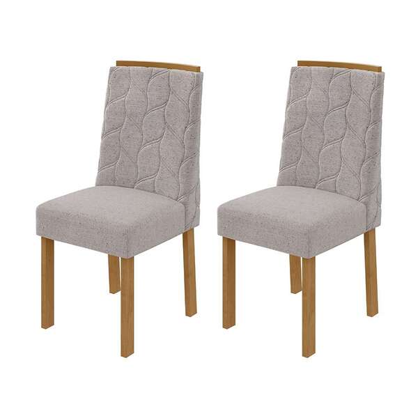 Conjunto Com 2 Cadeiras Astrid Linho Rústico E Amêndoa Clean