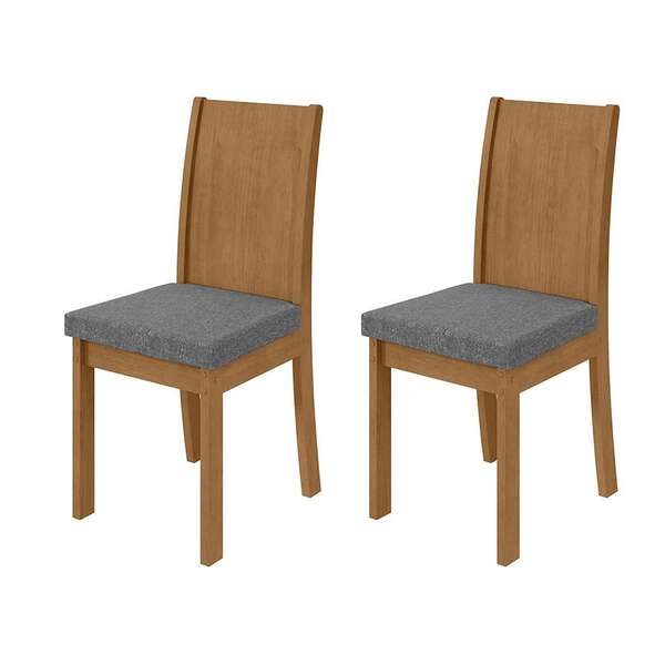 Conjunto Com 2 Cadeiras Athenas Linho Cinza E Amêndoa Clean