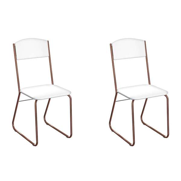 Conjunto Com 2 Cadeiras Byron Branco E Cobre
