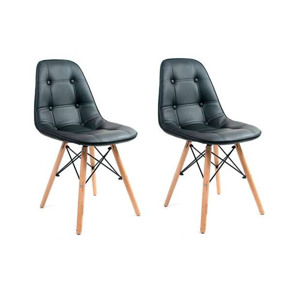 Conjunto Com 2 Cadeiras Charles Eames Botonê Preto